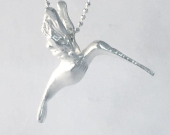 Pendentif colibri avec chaîne en argent sterling