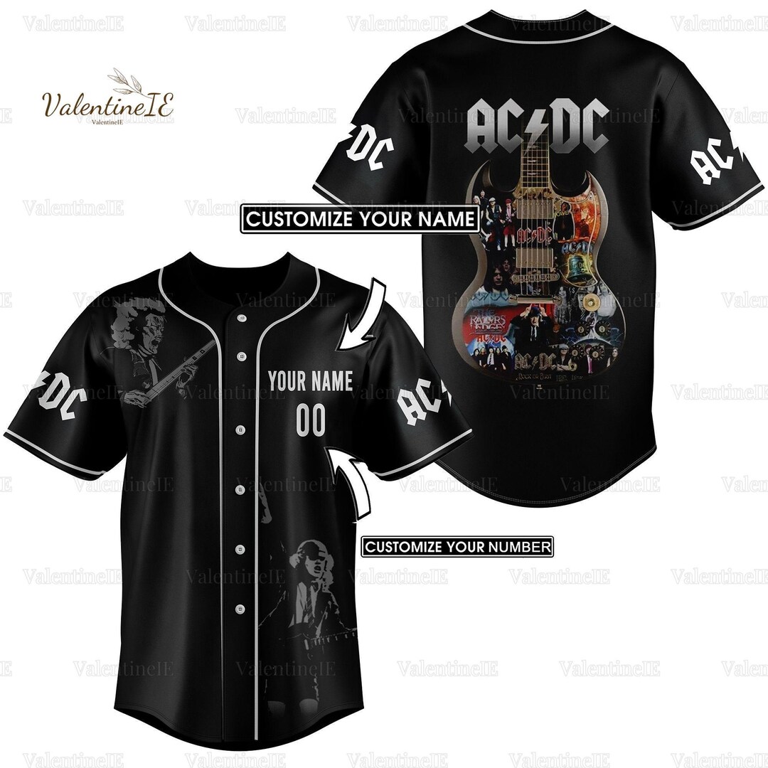 Custom Acdc Band Baseball Jersey, Acdc 2024 Tour Shirt, Acdc Pwr up ...