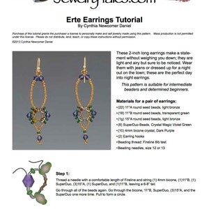 SuperDuo Beadwoven Earrings Tutorial Erte Digital Download image 2