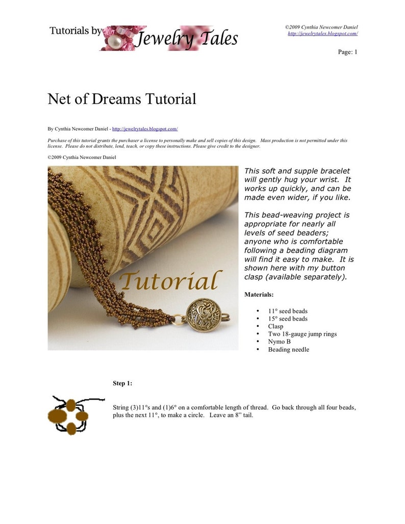 Beaded Bracelet Tutorial Net of Dreams Digital Download image 4