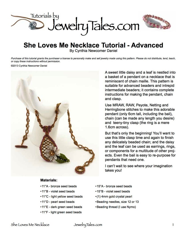 Seed Bead Necklace Pattern She Loves Me Digital Download image 2