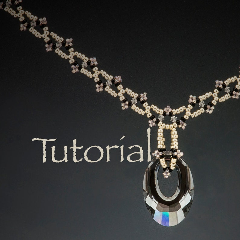 Beadwoven Art Deco Necklace Tutorial Jagged Little Edges with seed beads and crystals Instant Digital Download image 1