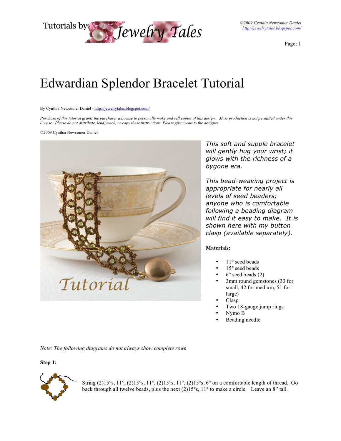 Pdf Crossroads Bracelet With TILA Beads instructions 