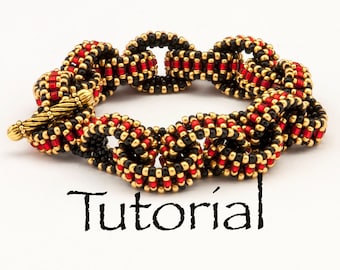 Beadwoven Bracelet Tutorial I Love Links with seed beads - Instant Digital Download