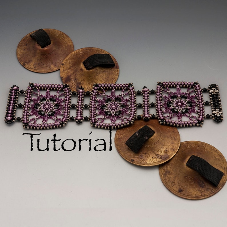 Seed Bead Lace Cuff Moroccan Melodies Tutorial Digital Download image 1