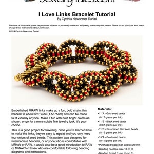 Beadwoven Bracelet Tutorial I Love Links with seed beads Instant Digital Download image 2