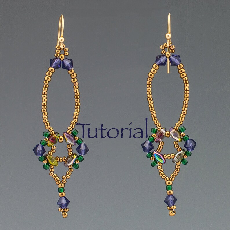 SuperDuo Beadwoven Earrings Tutorial Erte Digital Download image 1