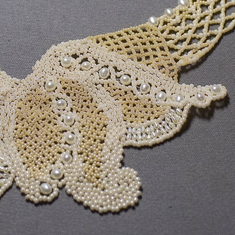 Bead Woven Lace Necklace Tutorial I Thee Wed advanced Etsy