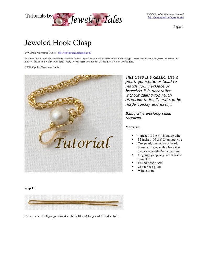 Wirework Clasp Tutorial Jeweled Hook Clasp Digital Download Etsy