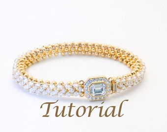 Gold Metal Seed Bead and Crystal Bracelet Pattern Best Friend Digital Download