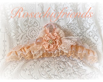 Peaches Cream Bridal Padded Hanger Chic Shabby Pink Victorian Lace Hangers