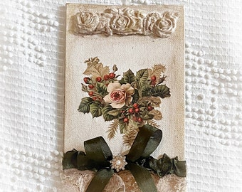 4x6 Canvas Ornament Vintage Victorian Roses