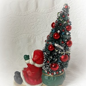 10 BOTTLE Brush Tree Vintage Santa on Sleigh Figure Figurine Mercury Glass Ornaments Decoration ECS image 4