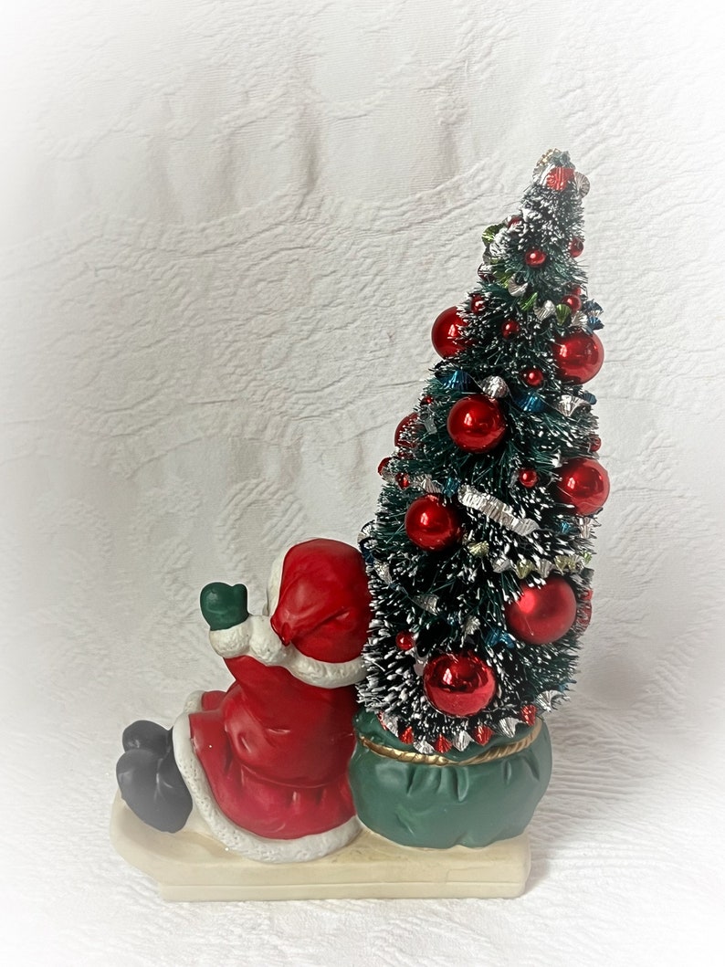 10 BOTTLE Brush Tree Vintage Santa on Sleigh Figure Figurine Mercury Glass Ornaments Decoration ECS image 4