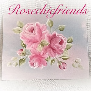 Handgemaltes PINK Roses Cluster 8x10 Leinwand Gemälde Shabby Chic Original Art