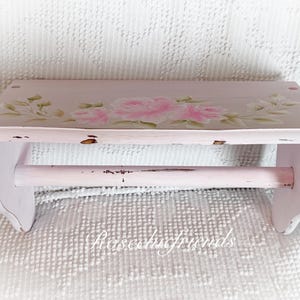 PALE Pink 12x6.5 PAPER Towel Shelf Shelves Shelving Shabby Chic Hand Painted PINK Roses Shabby Chic Cottage Farmhouse Granny Chic