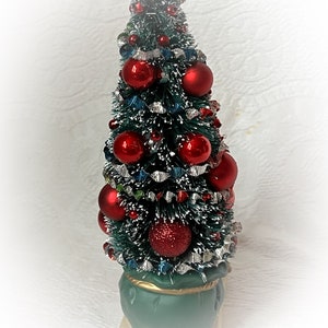 10 BOTTLE Brush Tree Vintage Santa on Sleigh Figure Figurine Mercury Glass Ornaments Decoration ECS image 3