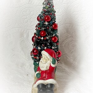 10 BOTTLE Brush Tree Vintage Santa on Sleigh Figure Figurine Mercury Glass Ornaments Decoration ECS image 5