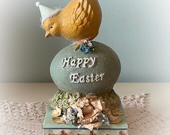 Shabby Chic Spring Easter Vintage Inspired Chickadee Aqua blue Box Decoration Cottage