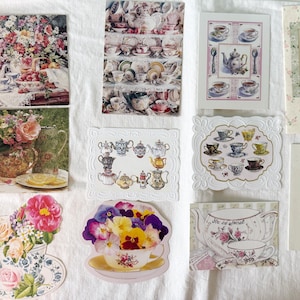 Colección de tarjetas con temática de té, tarjetas, enmarcado, scrapbooking, manualidades, efímeras, manualidades, destash