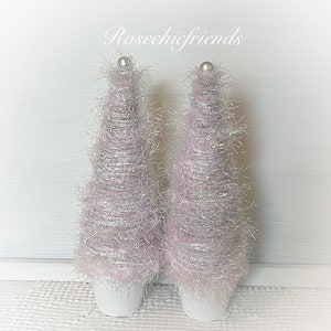 10-calowa mieniąca się błyszcząca włóczka RÓŻOWA CHOINKA Różowy domek w stylu shabby grandma chic