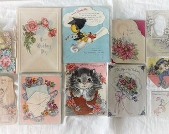 1940s Vintage Greeting Cards: Birthday, Wedding, Christmas Ephemera