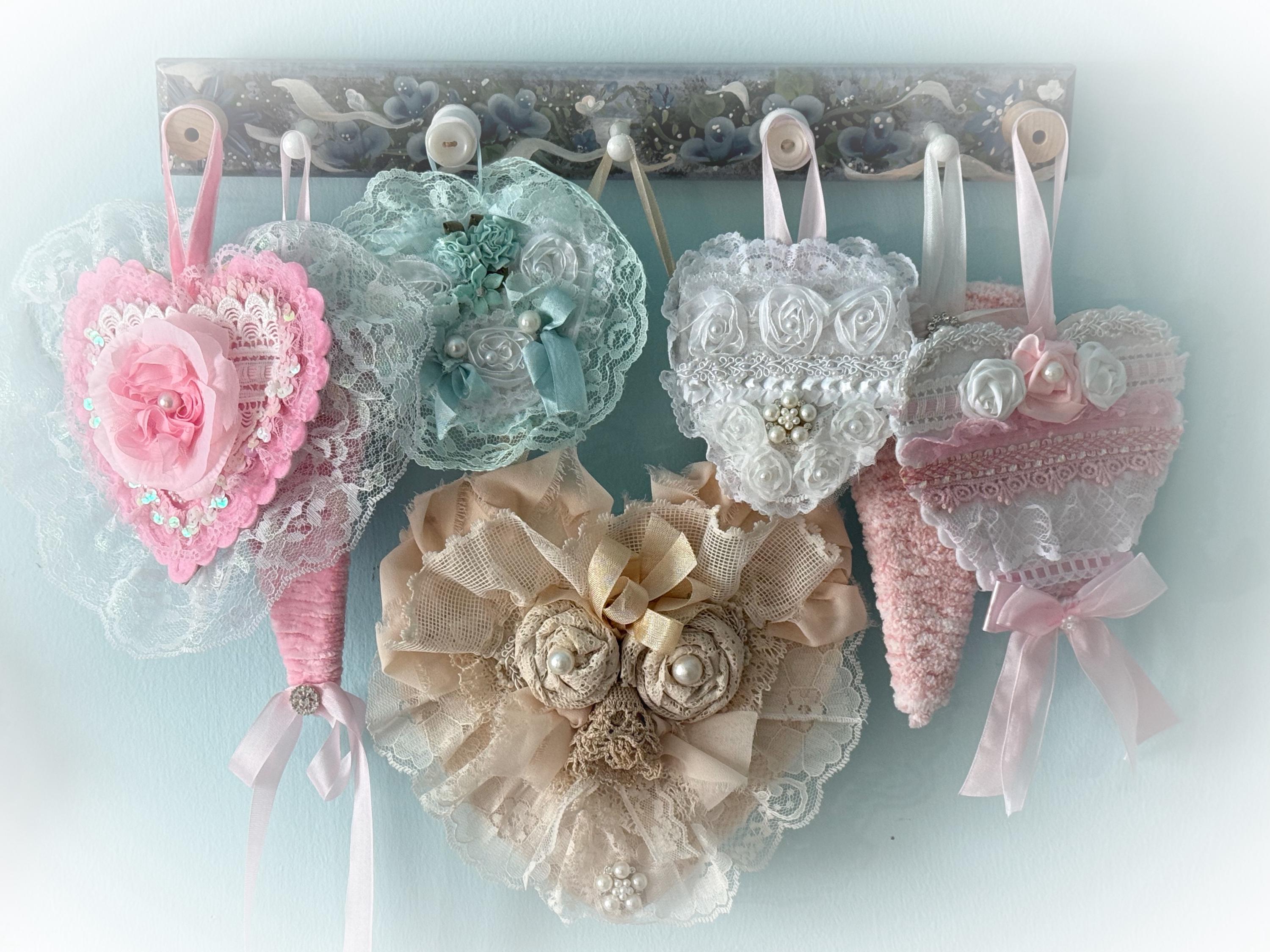 12x12 Pink Heart Shabby Chic Hand Painted Pale Pink Roses Wall Hanging ...