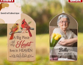 Memorial Cardinals Birds Wind Chimes, Un gran pedazo de mi corazón vive en el cielo, campanas de viento personalizadas, campanas de viento colgantes conmemorativas