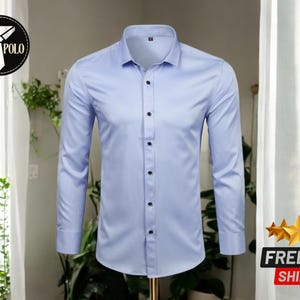 Men’s Long Sleeve Shirt | Smart Casual Double Cuff Design | Formal Button-Up Top | Stylish Classic Fit | Tailored Everyday Wear