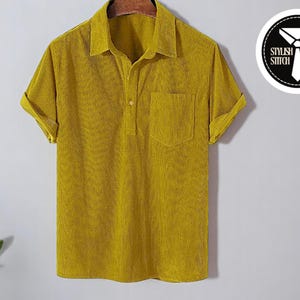Men’s Short Sleeve Shirt | Casual Lapel Collar Top | Loose Fit Pullover Tee | Summer Streetwear for Guys | Retro Everyday Style