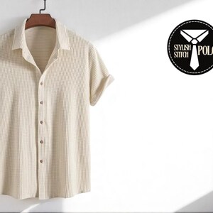 Summer Men’s Beach Shirt | Short Sleeve Casual Top | Solid Color Loose Fit | Single Breasted Tee | Lightweight Warm Weather Wear