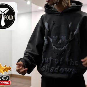 Moletom com capuz de corte relaxado | Moletom unissex de corte largo | Moletom com capuz com letras No Escape | Pulôver de tecido felpudo | Blusa casual de streetwear