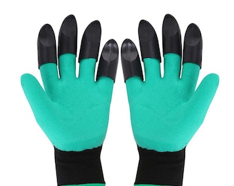 Gardening claw gloves for various garden tasks: digging, weeding, planting, and yard operations