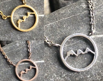 Round three sisters mountain adjustable stainless steel necklace silver gold rose gold black