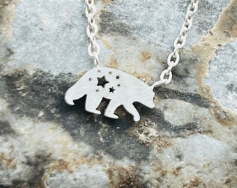 Bear stainless steel necklace Canada Alberta silver gold rose gold