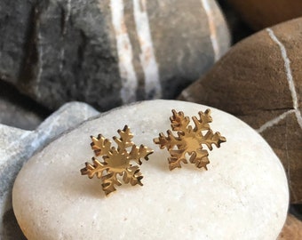 Stainless steel stud earring snowflake silver gold rose gold black