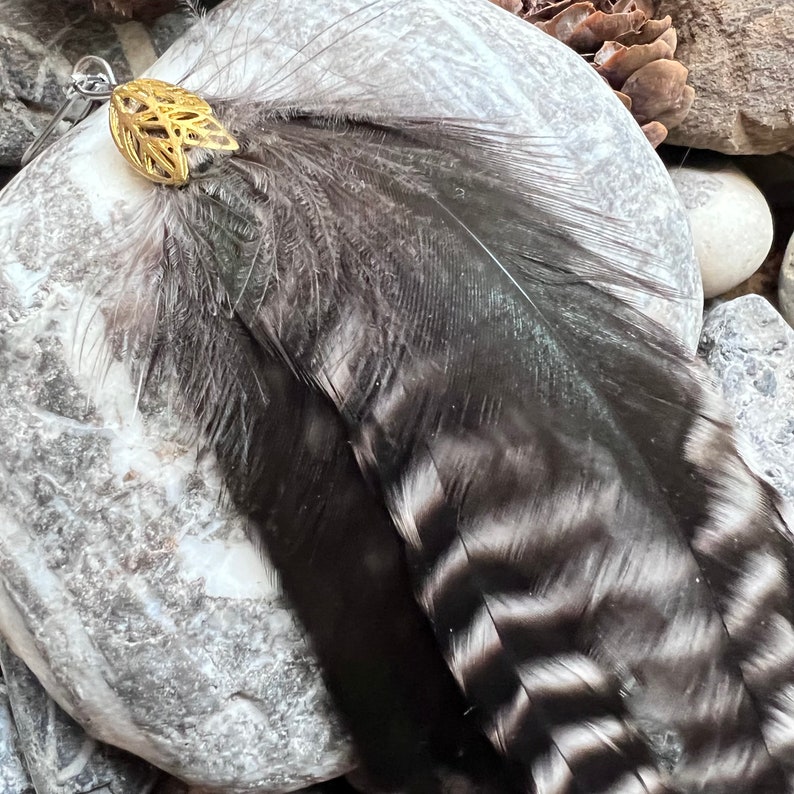 SINGLE Shortie full grizzly feather earring hair extension Western Boho Hippie Burlesque Wedding Festival one of a kind image 2