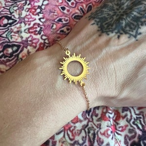 Stainless steel sunburst sun adjustable stainless steel bracelet image 1