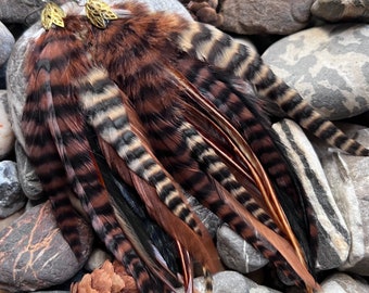 Shortie full grizzlies feather earrings hair extension Western Boho Hippie Burlesque Wedding Festival