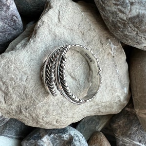 Sterling silver adjustable feather ring image 3