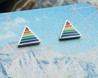 Pride rainbow triangle stainless steel stud earrings