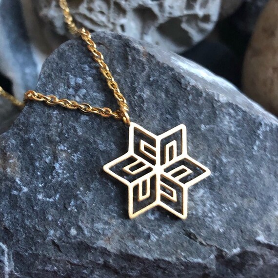 Stainless Steel Snowflake Necklace in Rose Gold Silver Gold Etsy