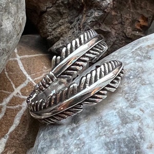 Sterling silver adjustable feather ring image 1