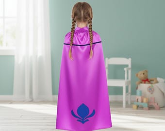 Elsa Coronation Cape: Purple Princess Cloak Cosplay Halloween Costume For Kids