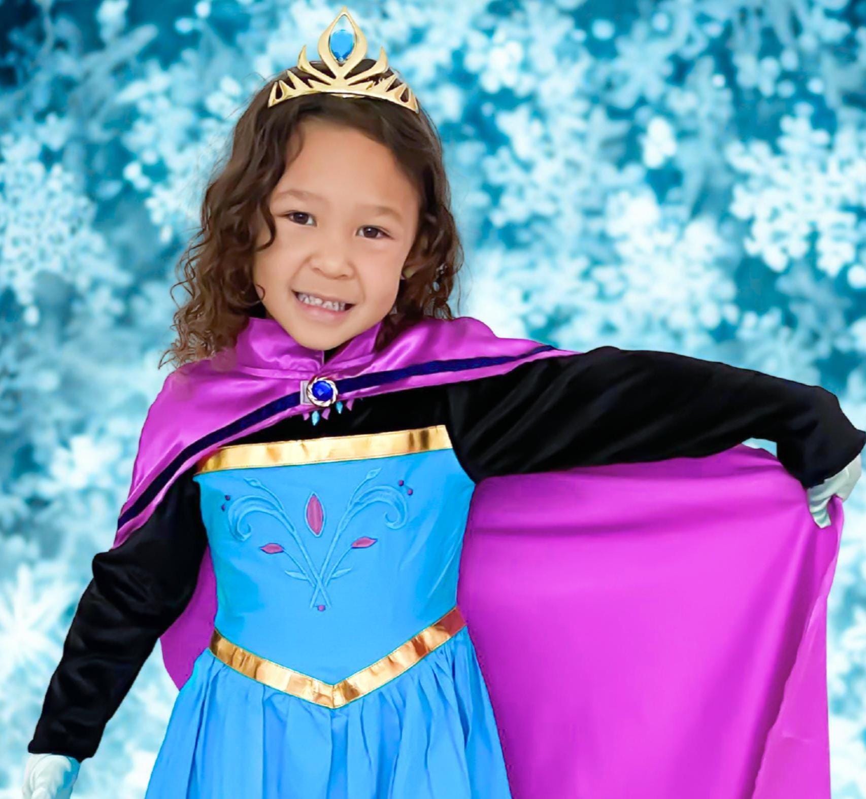 Elsa Coronation Dress Costume: Princess Cosplay Gown with Cape, Crown, Wand & Gloves