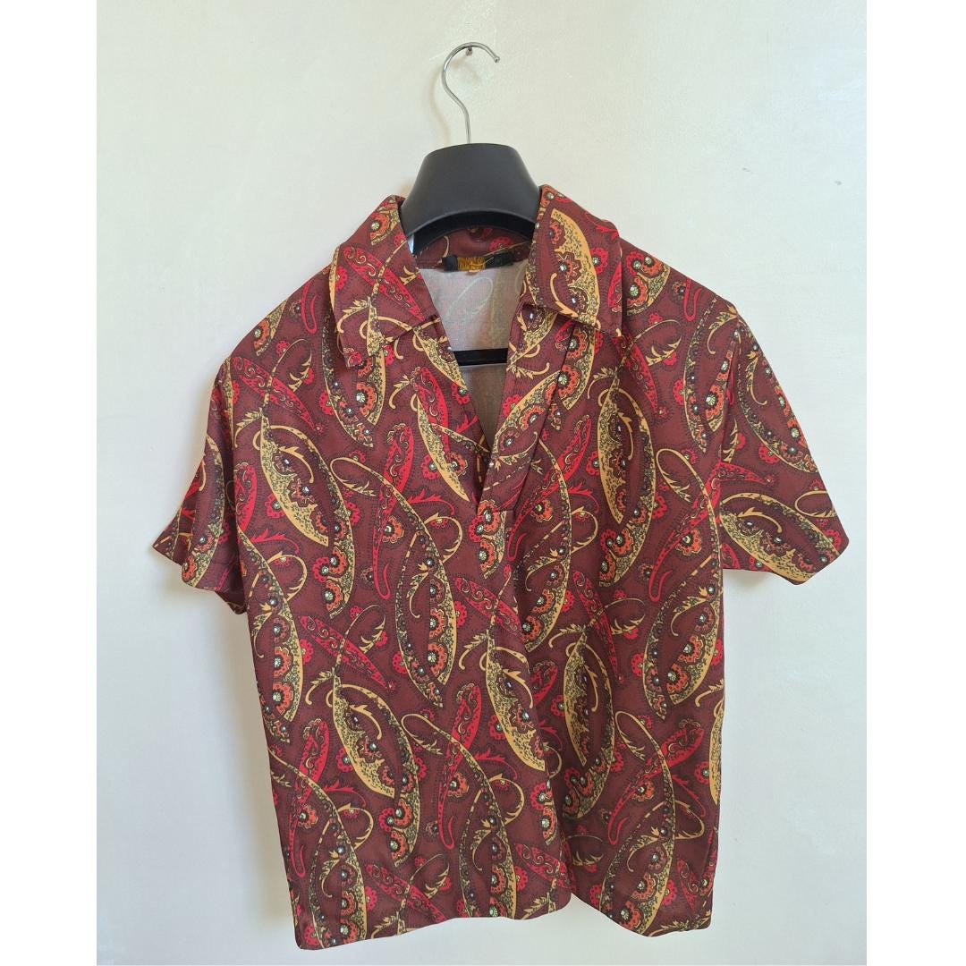 60s Open Collar Shirt - Etsy