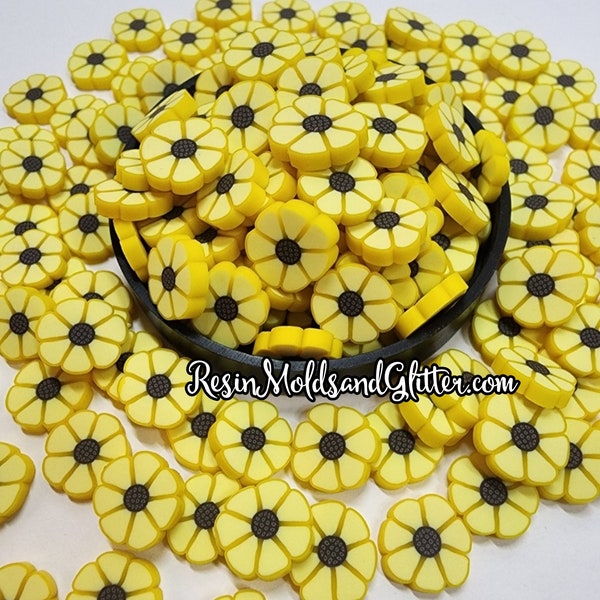 Sunflower Fimo Clay slices, clay pieces for resin, diy jewelry, slime sprinkles, clay sprinkles for decoden