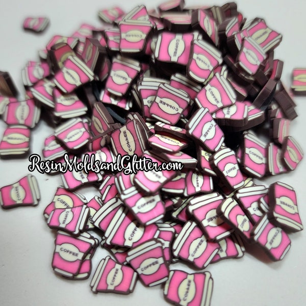 Coffee Cup Fimo Clay slices, clay pieces for resin, diy jewelry, slime sprinkles, clay sprinkles for decoden