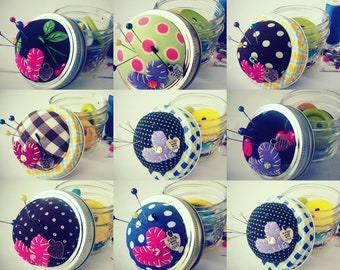 Pin Cushion Country Dots ,Plaids & Cherries ~ Jelly Jars