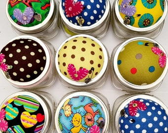 Pin Cushion Fun Prints ~ Half Pint Ball Jar